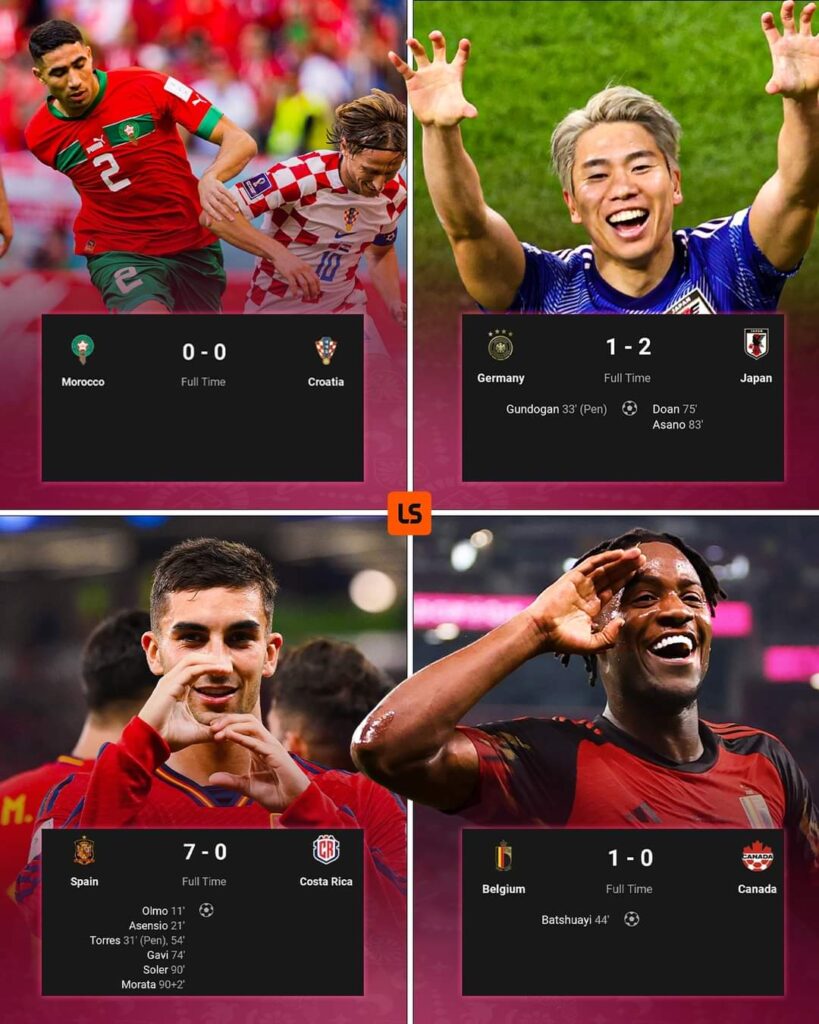An 𝘂𝗻𝗳𝗼𝗿𝗴𝗲𝘁𝘁𝗮𝗯𝗹𝗲 day of #FIFAWorldCup football 🤩🌍
Japan
Spain
Belgium
